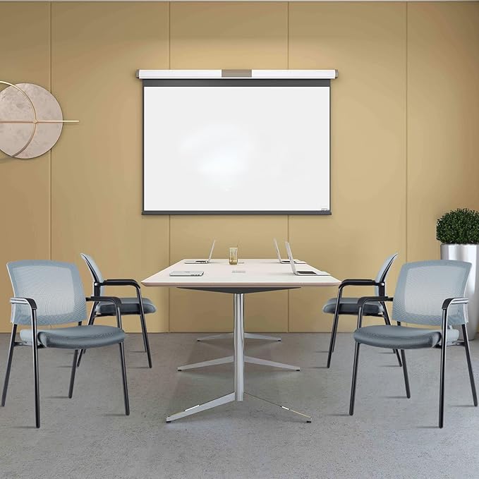 CLATINA Office Reception Guest Chair Mesh Back Stacking with Ergonomic Lumbar Support and Thickened Seat Cushion for Waiting Conference Room Gray 2 Pack