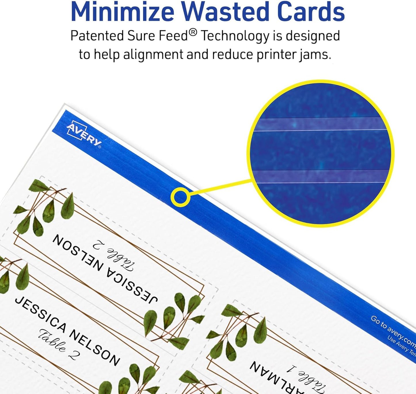 Avery Printable Place Cards with Sure Feed Technology, 1-7/16" x 3-3/4", Matte White, 150 Blank Tent Cards for Laser or Inkjet Printers (5011)