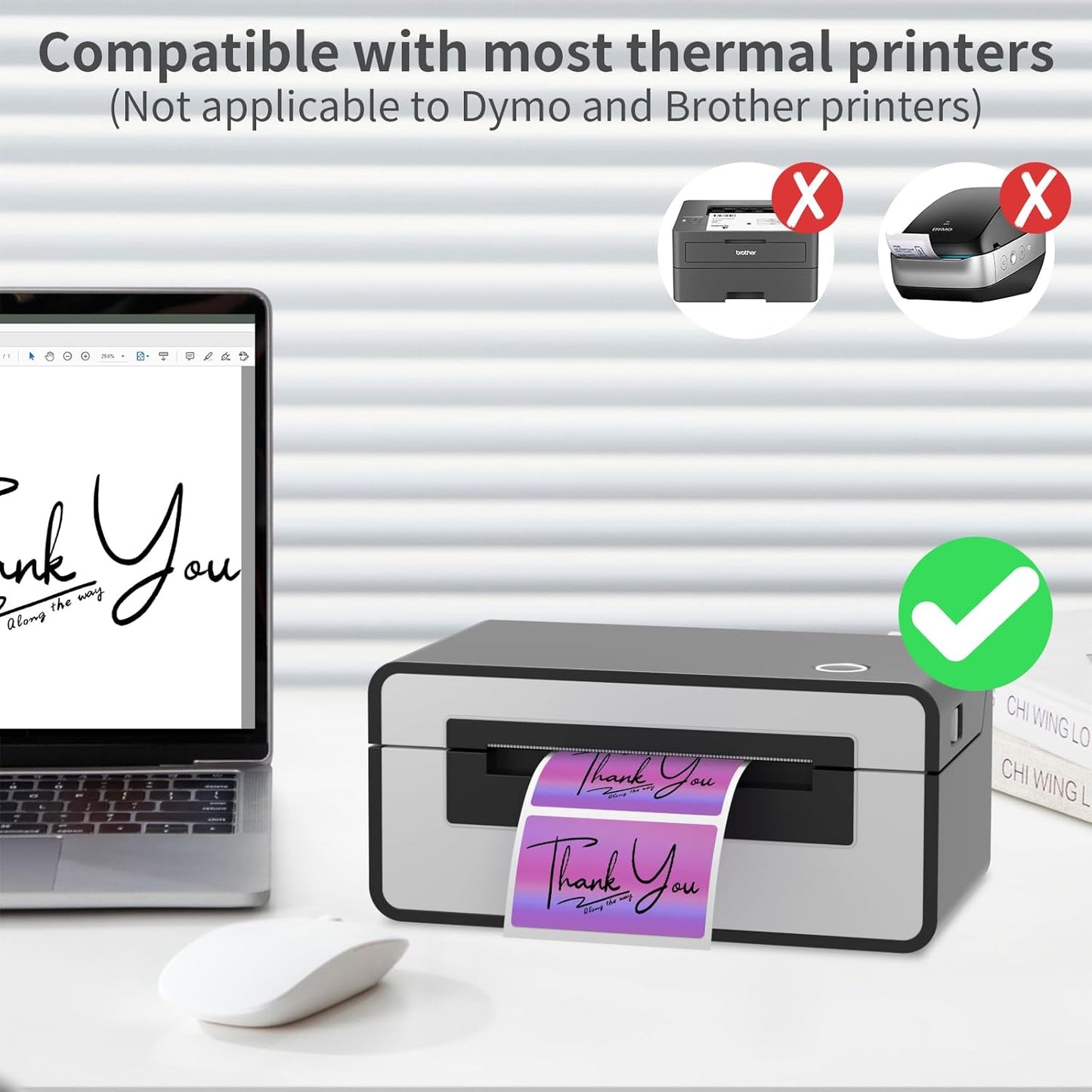 MFLABEL 2.25" x 1.25" Holographic Purple Thermal Labels, 500pcs Waterproof Self-Adhesive Printable Stickers for Thermal Printers, Small Business Logo, Barcode, Packaging