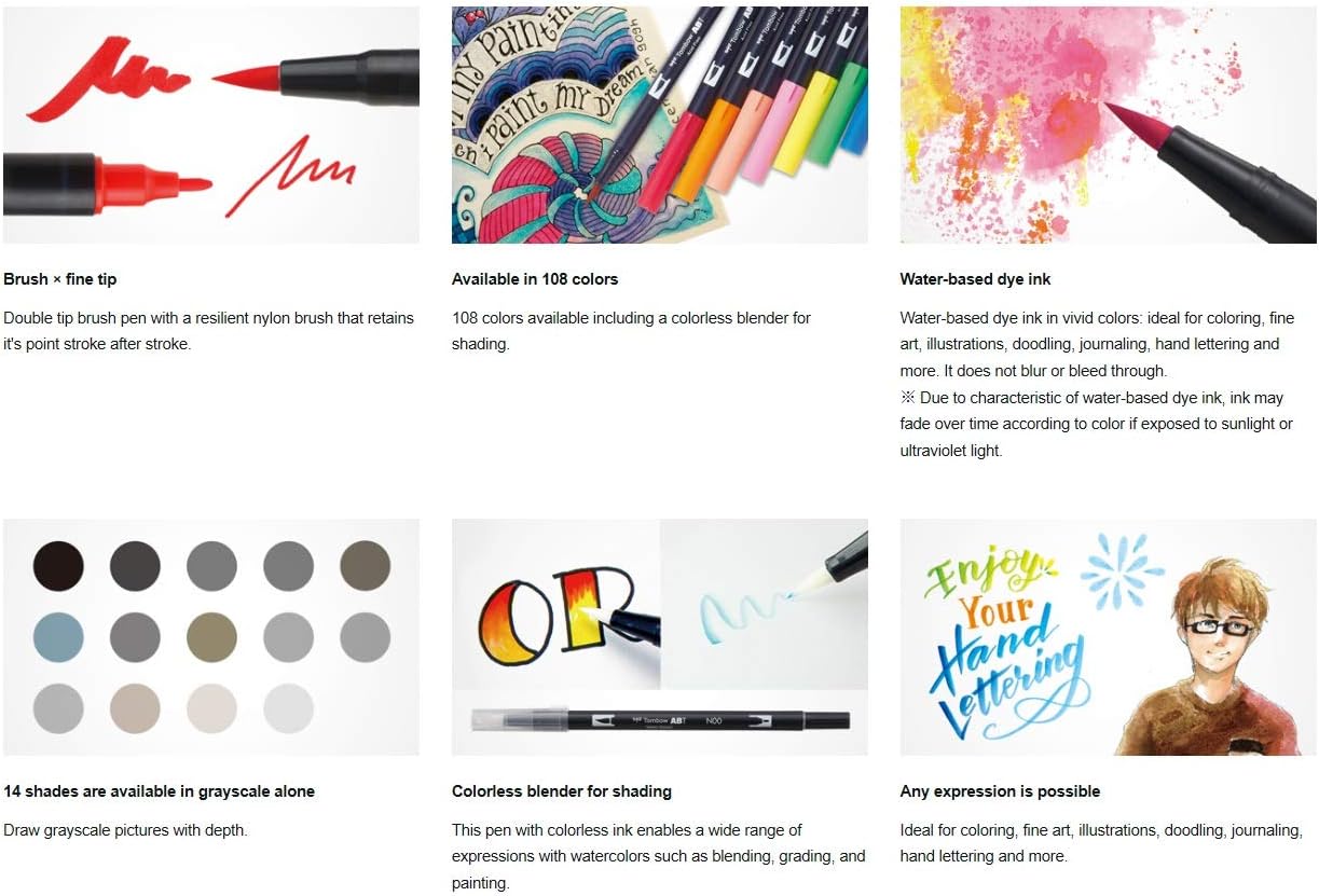 Tombow 56197 Dual Brush Pen Art Markers, Desert Flora, 10-Pack. Blendable, Brush and Fine Tip Markers