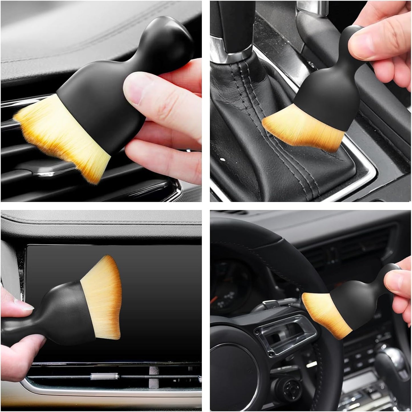 Car Interior Cleaning Brush Car Duster Interior with Ultra Soft Bristles Auto Detailing Brushes Dusting Car Accessories for Dashboard, AC Vents, Leather, Scratch-Free (2Pack)
