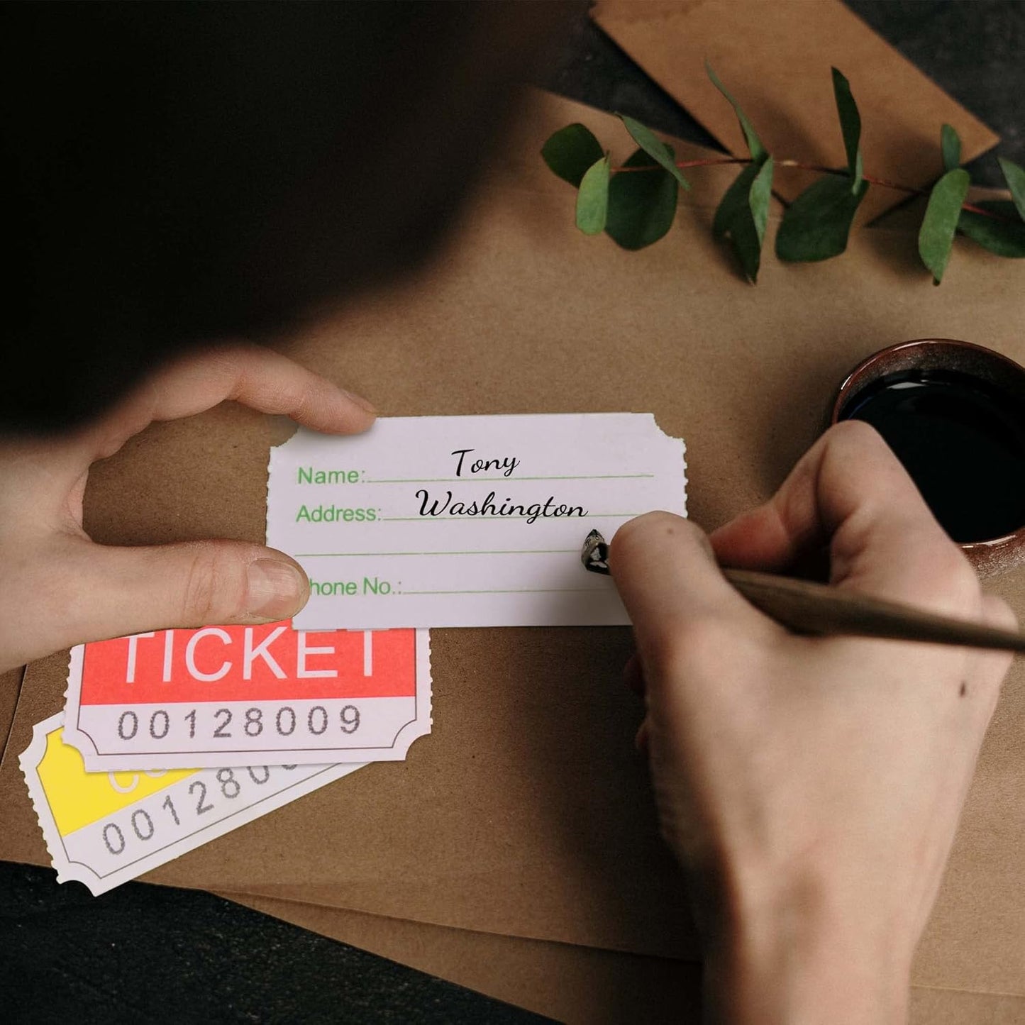 ESSENTIAL 1000 Red Double RaffleTickets Roll, Raffle Tickets Printable for Leisure, Movie Watching, Entertainment