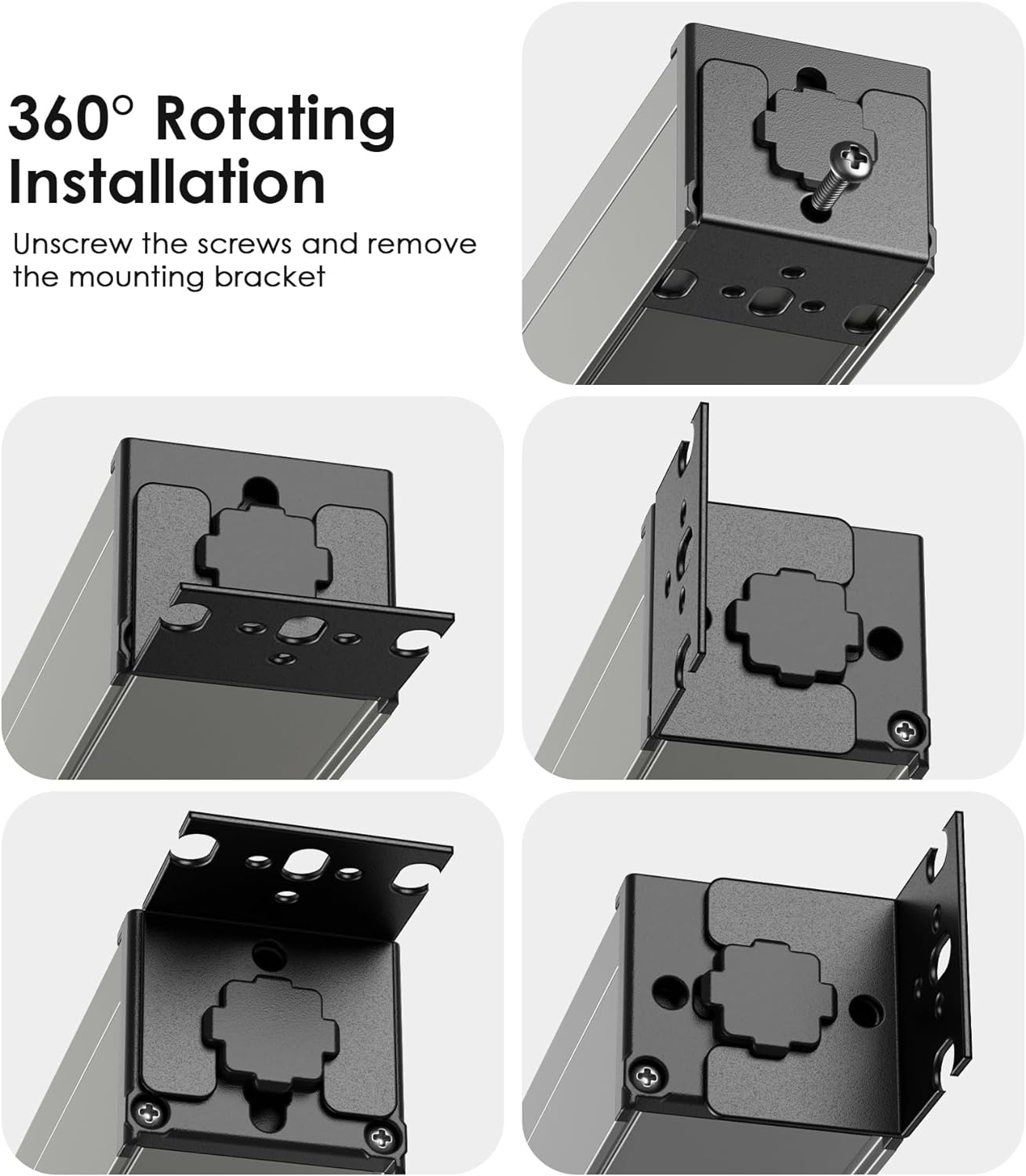 JUNNUJ Heavy Duty Power Strip Wall Mount, 20 Amp Surge Protector 1200J Metal 8 Outlet Under Desk Mounted 20A, Garage Power Bar Table Socket Industrial Outlets 6-20R T-Slot, 15FT 12AWG Extension Cord