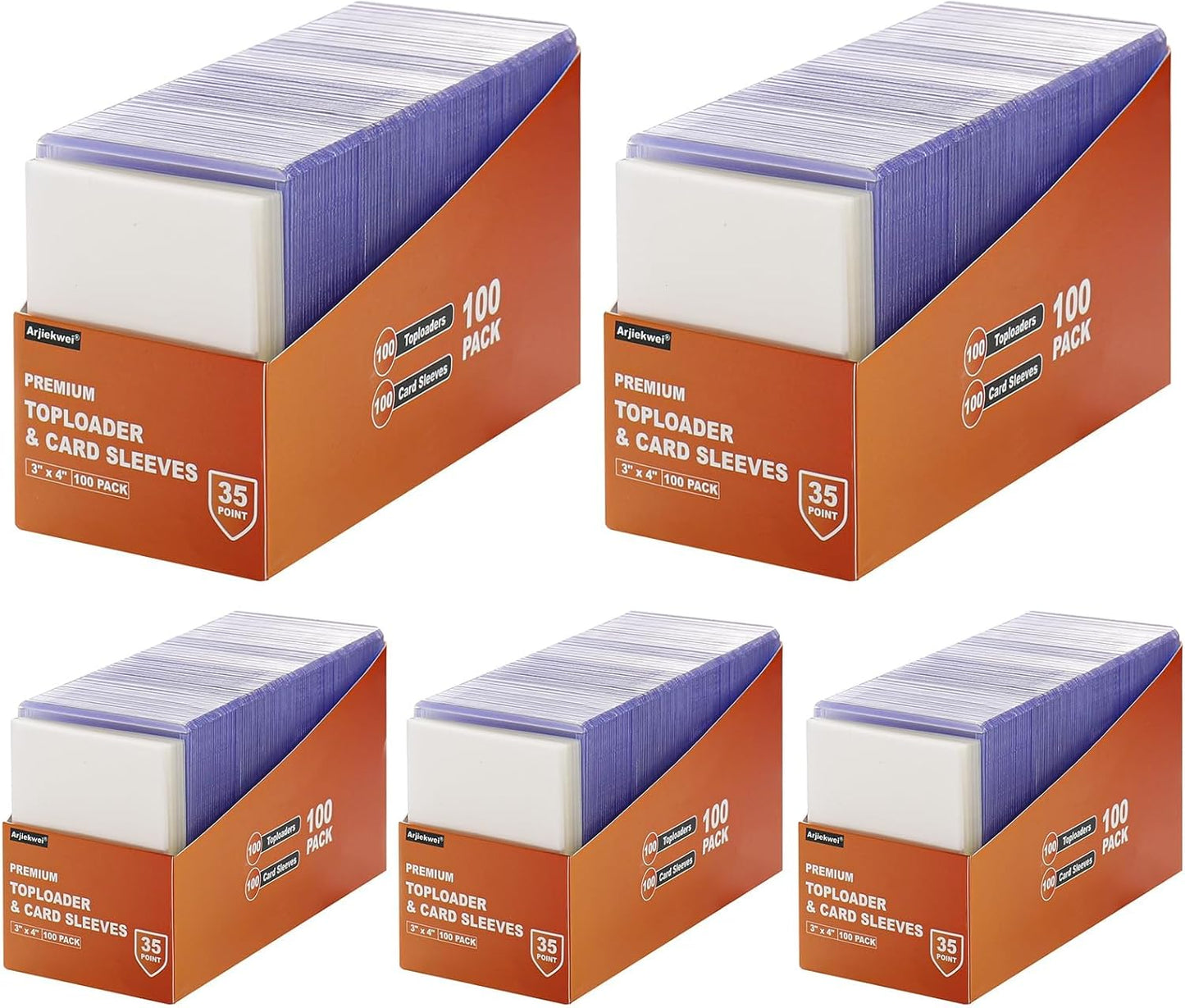 1000 Card Sleeves Top Loaders for Cards, Arjiekwei 3"X4" Baseball Card Protectors Hard Plastic, Premium Toploaders Card Holder for Trading Sports Football Game Card(500 Top Loaders + 500 Card Sleeves)