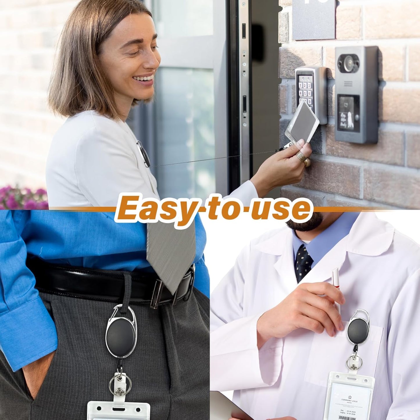 72 Pack Badge Reels Retractable Badge Holders with Clip Key Ring Liubeili Name ID Badge Clips Keychain for Nurse Doctor Employee Worker, Black