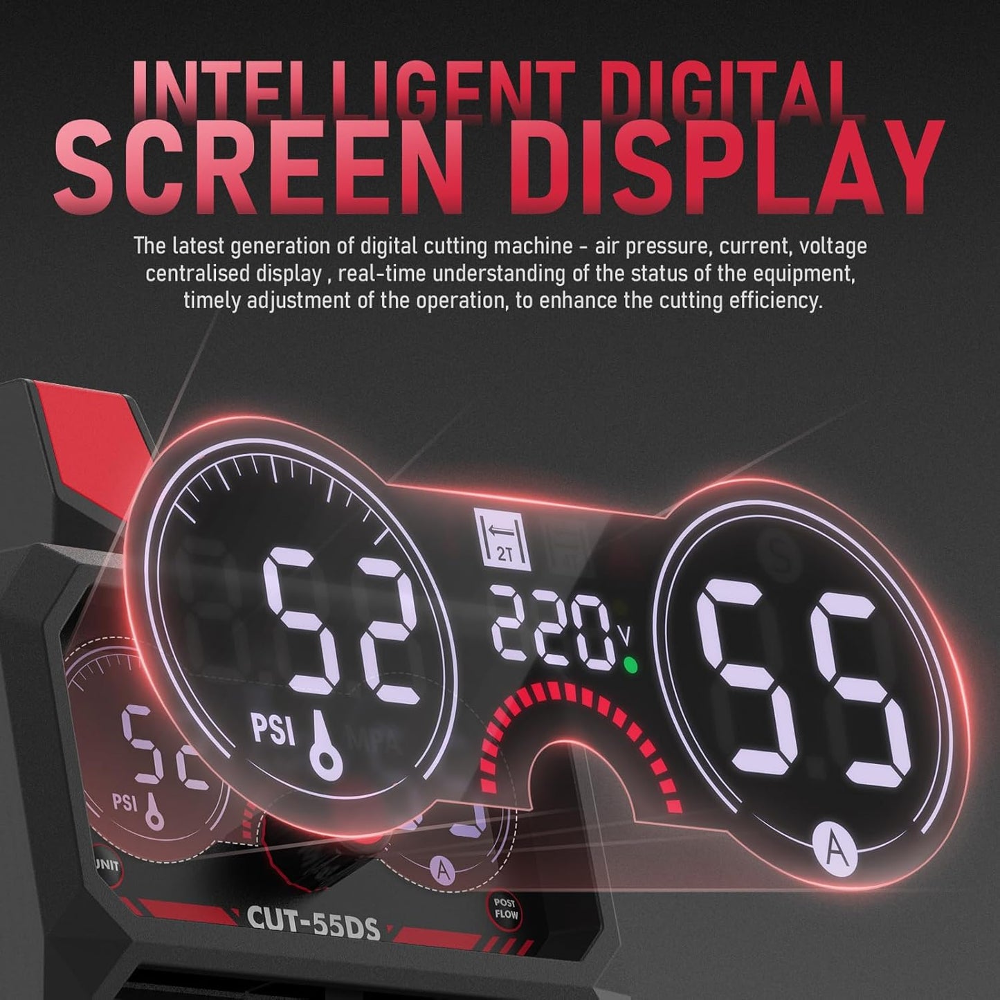 YESWELDER CUT-55DS Plasma Cutter, 55Amp Non-Touch Pilot Arc Air Power, Large Digital Display 110/220V Dual Voltage IGBT Inverter Plasma Cutting Machine with ETL Approved