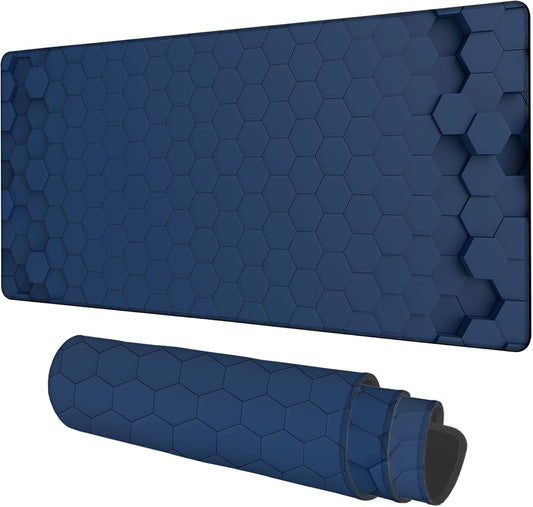 Large Mouse Pad Hexagon Style Gaming Desk Pad Computer Keyboard Non-Slip Waterproof Mouse Mat with Rubber Base and Stitched Edges Entertainment Office Writing Desk Mat 35.4 x 15.7 Inches