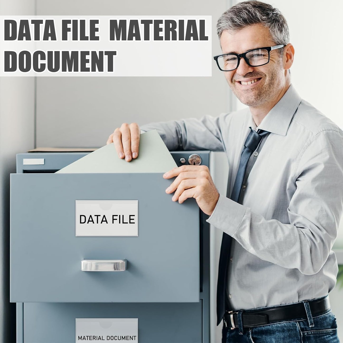 30 Pcs Magnetic Label Holders Pallet Rack 4 x 2.4 Inch Clear Business Card Holders with Magnet File Cabinet Labels Magnet for Metal Shelf Whiteboard Bins Office Gift(White)