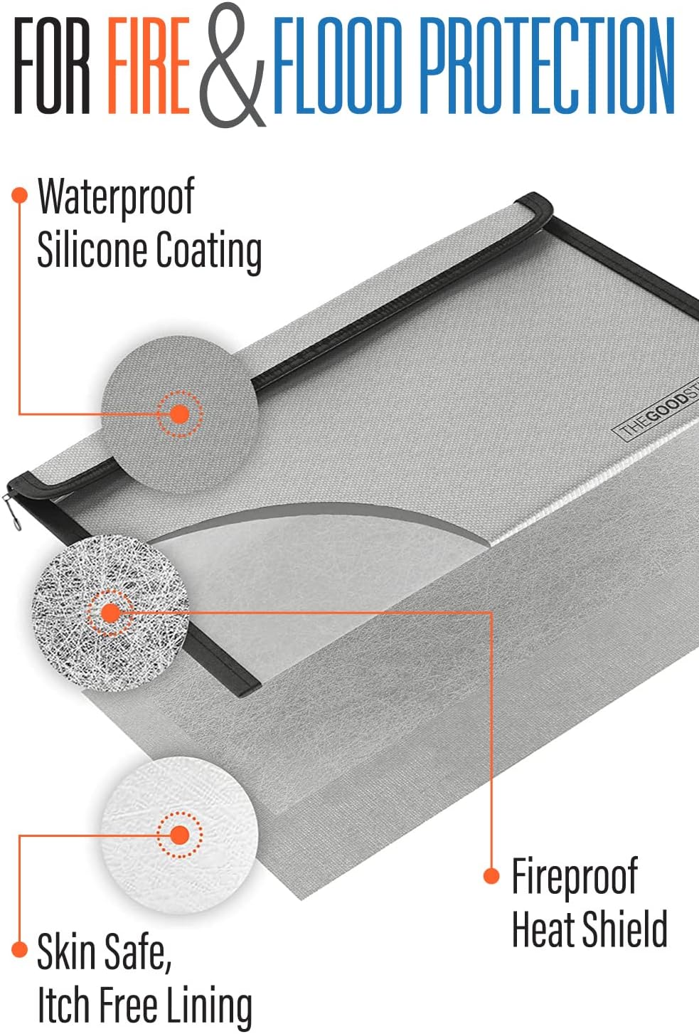 Fireproof Document Bag Envelope Size: 8" x 5" [2000°F UL Certified] Fireproof Cash Bags with Zipper Small Water and Fire Resistant Money Bag for Cash Storage, Fireproof Bags for Cash Fire Proof