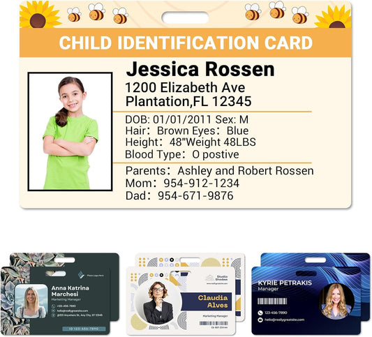 Custom Id Badge Custom Id Card Identification Badges Customizable Personalized Name Badge Customize Name Tag Photo Logo Employee Work Office Volunteer Customized Personal (Horizontal-7)