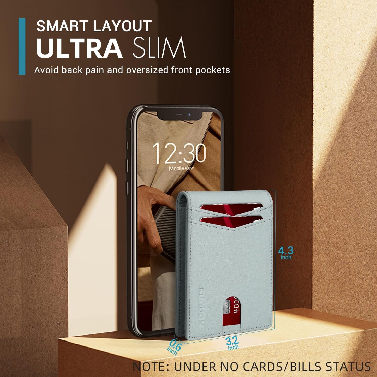 RUNBOX Wallet for Men Slim Rfid Leather 2 ID Window With Gift Box