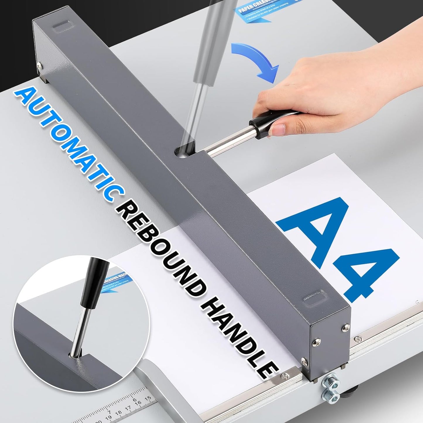 Mxmoonant Manual Creasing Machine 60-500g Paper Folding Creaser with 2 Adjustable Block & Metric/Imperial Positioning Ruler for Paper Sheet Cardstock