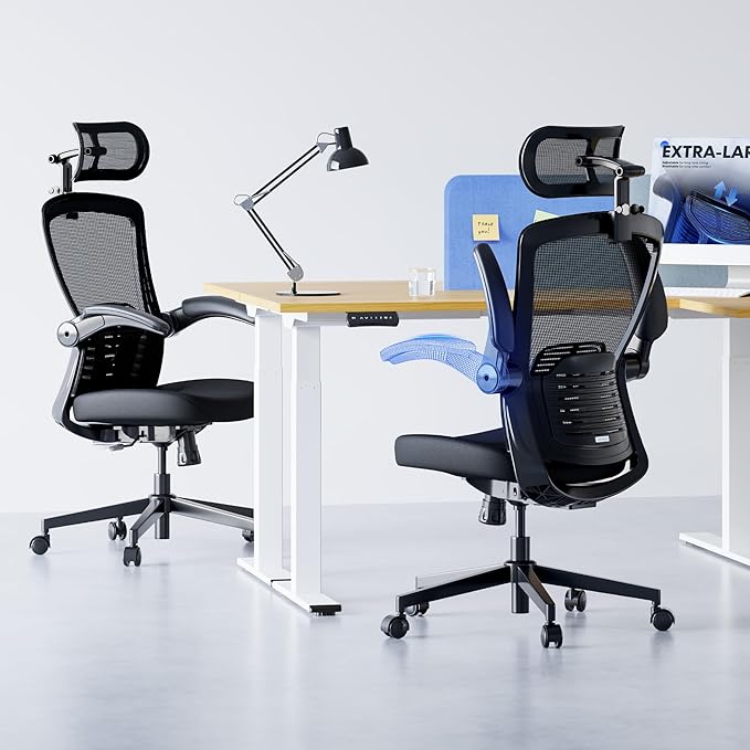 FLEXISPOT OC3 Pro Ergonomic Office Chair High Back Computer Chair with Flexible Flip-up Armrest/8-Level Lumbar Support, High Elastic Foam Seat Cushion, Chairs for Home Office Working Studying, Black