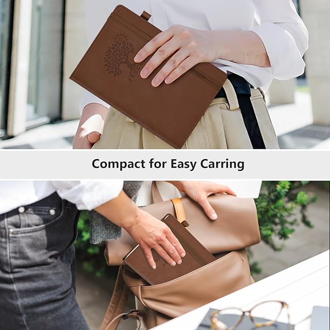 PERCUN Graph Paper Notebook, 160 Pages Grid Journal for women & men, A5 Hardcover Leather Graphing Notebook for School, Work, Travel, Note Taking 5.9”x8.5” (Brown)