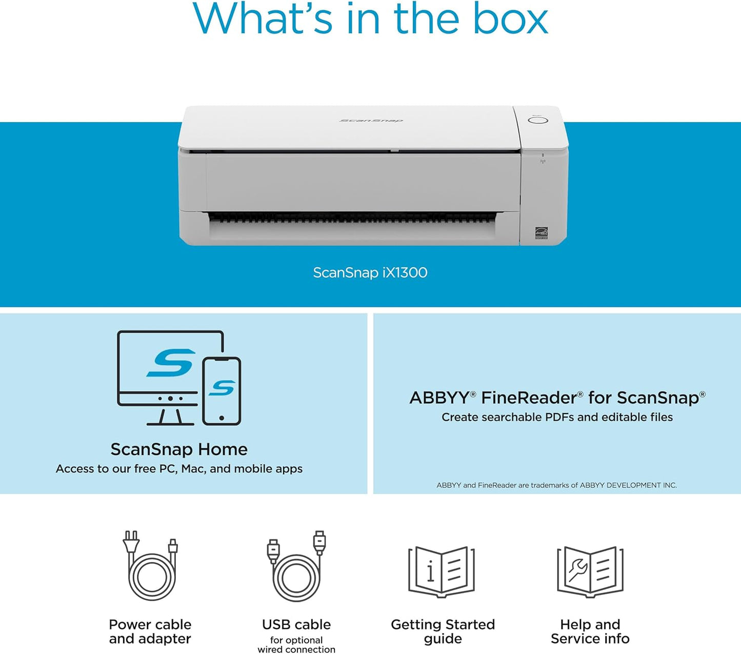 ScanSnap iX1300 Compact Wireless or USB Double-Sided Color Document, Photo & Receipt Scanner with Auto Document Feeder and Manual Feeder for Mac or PC, White