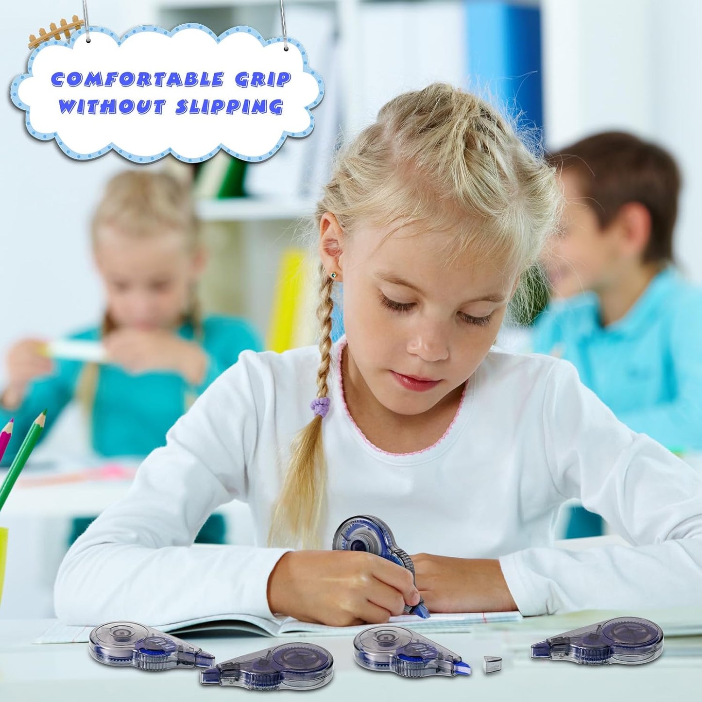 Chivao 48 Pack White Correction Tape, Classroom Correction Tape Wipe out Easy to Use Applicator Translucent Dispenser Shows for School Office Note Journal, 0.2 Inch x 39.4 Feet