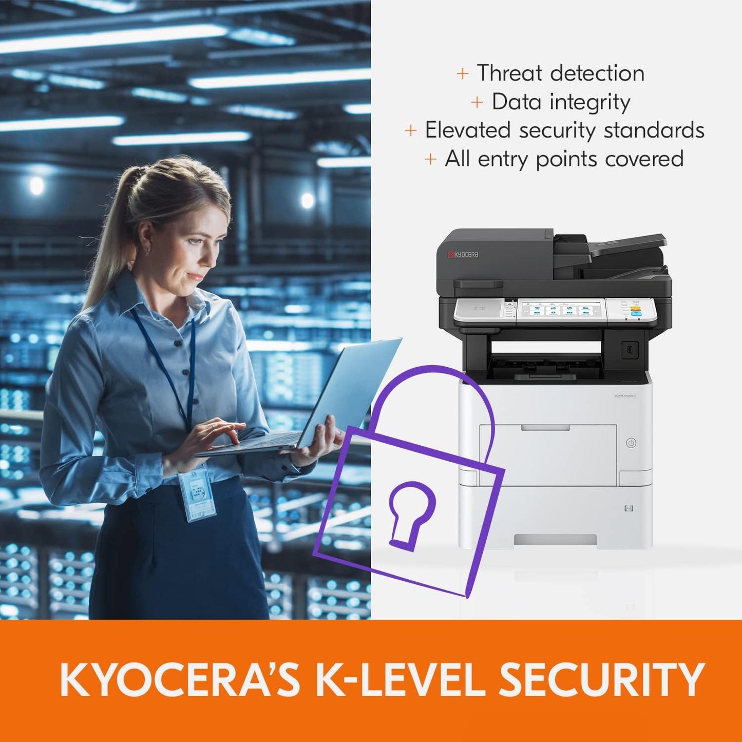 KYOCERA ECOSYS MA5500ifx All-in-One Monochrome Laser Printer (Print/Copy/Scan/Fax), 57 ppm, Up to Fine 1200 dpi, Gigabit Ethernet HyPAS Capable, 7 inch Touchscreen Panel, 512 MB