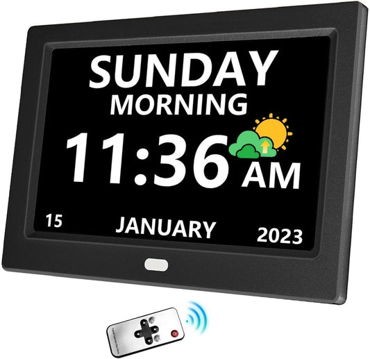 10 Inch Digital Clock with Day and Date for Elderly Alzheimer's Clock Customizable Alarms 3 Display Modes Large Font Alarm Clock for Seniors Auto DST