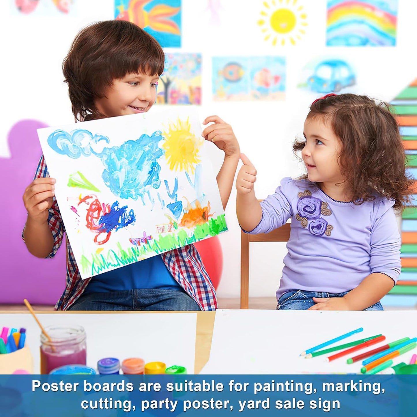 50 Pcs Poster Board 11" x 14" White Paper Bulk ROOKEA 250GSM Vision Boards Poster Paper for School Arts Craft Projects Drawing Display Office Vision Supplies