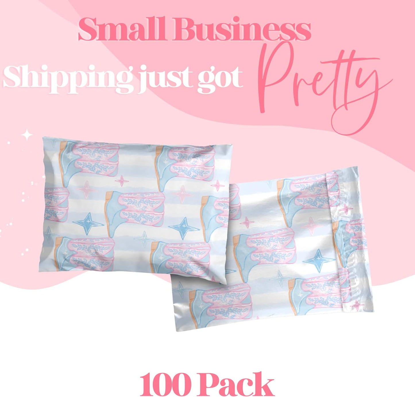 10x13 Designer Poly Mailer 100 Pack Heavy Duty Waterproof Self Seal Shipping Bags for Small Business Large Mailing Envelopes Bulk Tear Resistant Packaging Cowgirl Boots Western