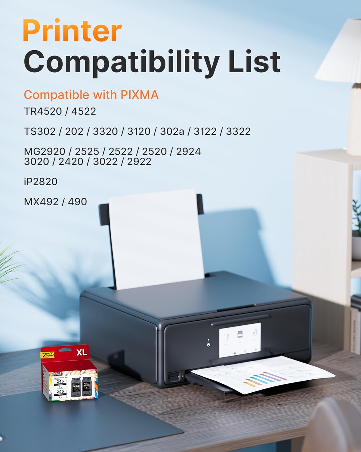 E-Z Ink 245XL Ink Cartridge Replacement for Canon 245XL Black Ink 245 XL PG-245XL PG245XL Works with Pixma MX490 MG2522 TR4520 MG2525 TS3122 TS3322 TS202 MG2520 MG2922 MG3022 (2 Black)
