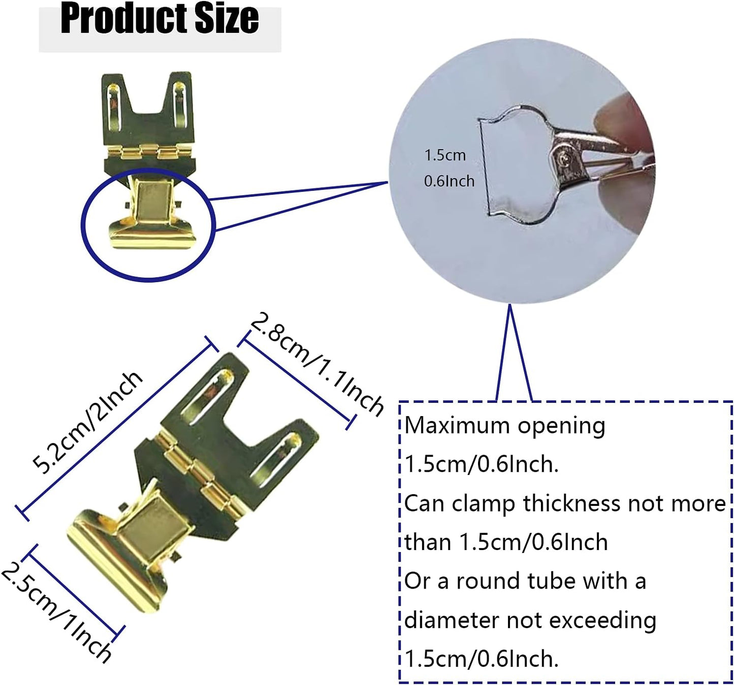 Metal POP Clip Sign Stand Holder, Bread Store Price Tag Card Holder, Advertising Display Clip Holder (Gold, 10Pack)