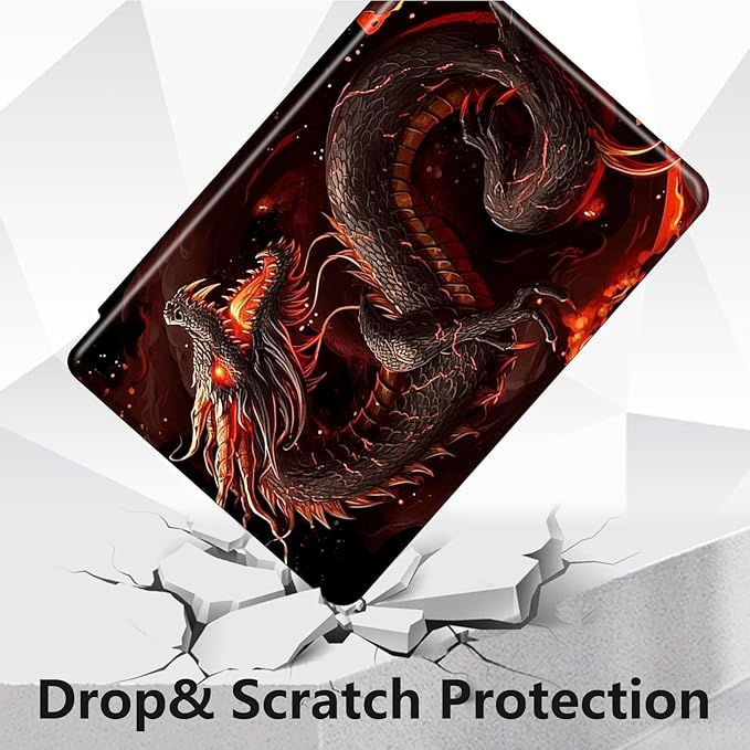 for Fire HD 10 Tablet Case 11th Generation 2021 and Amazon Fire HD10 Plus Case 10.1", 360 Degree Rotating Stand Smart Protective Case,for Fire HD 10 2021 Tablet,Fire Dragon