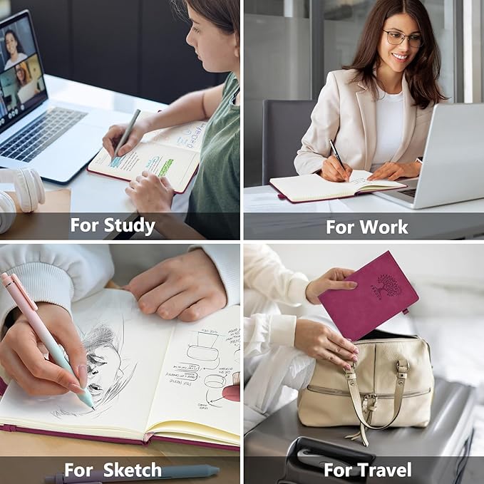 PERCUN Blank Journal Ntebook for Men & Women, 160 Pages Blank Journals for Writing, Drawing,Sketch Book,5.9" x 8.5" Leather Sketchbook, Unlined Notebook for Work, School, Art - Burgundy