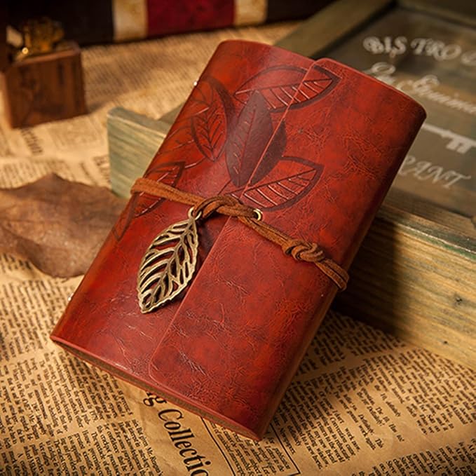 EvZ Vintage Red Brown PU Leather Cover Loose Leaf Blank Notebook Journal Diary Gift