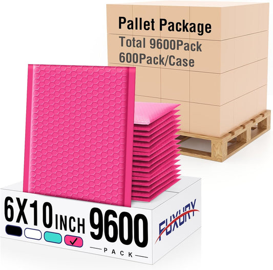 Fuxury Bubble Mailers 6x10" Pink Padded Envelopes 9600Pack Strong Adhesion Thick Padded Mailers for Small Business Mailing Small Items,Jewelry,Makeup