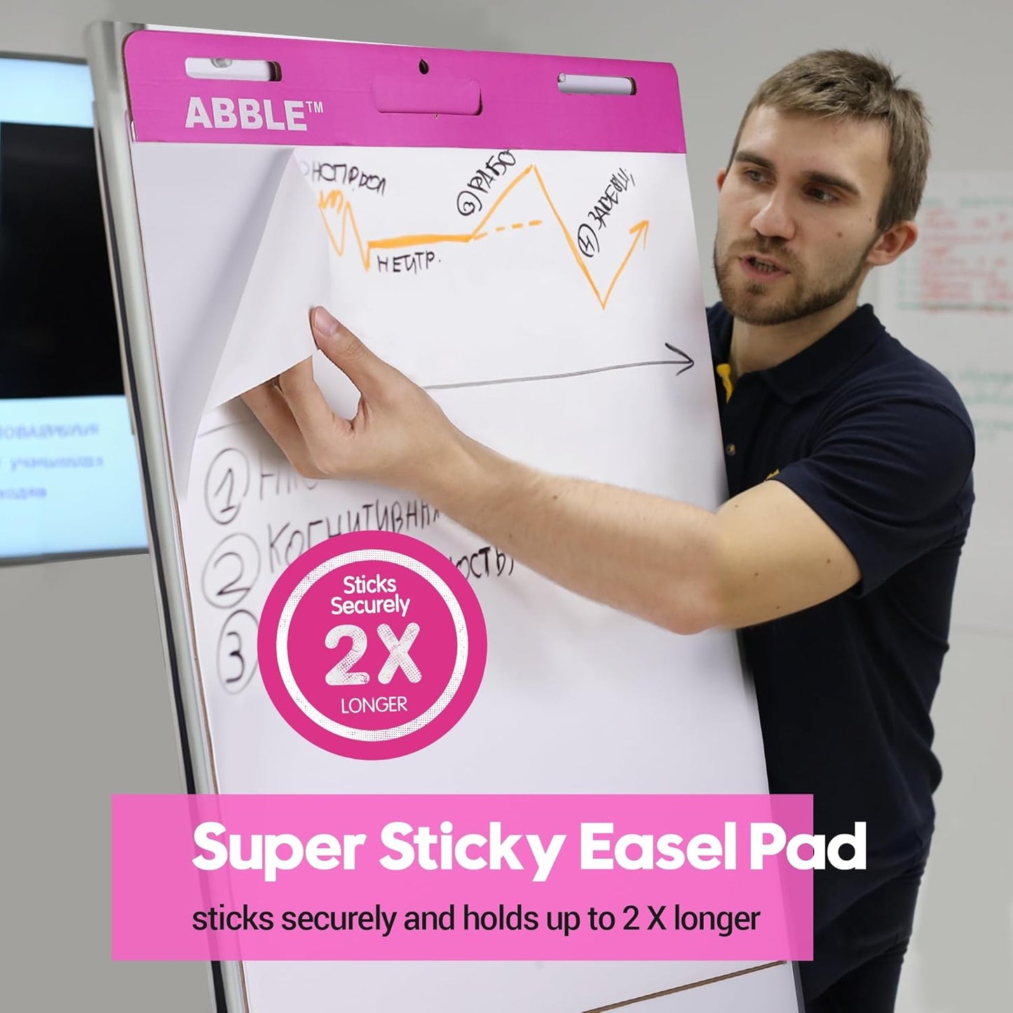 Large Note Pads, Super Sticky Easel Pad, Easel Pads Flip Chart Paper, Large Easel Paper Pad, Anchor Chart Paper, Giant Sticky Notes for Wall, Big Sticky Notes, Meeting Notes, 25 x 30 in, 30 Sheets/Pad