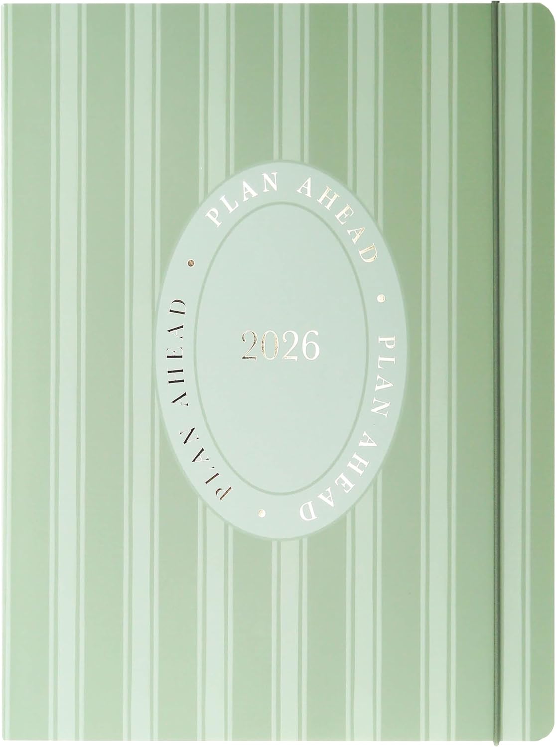 18 Month Planner/Calendar by Graphique, July 2025 – Dec. 2026 Green Stripes Monthly Planner, Holidays, Notes Pages, 8” x 10”