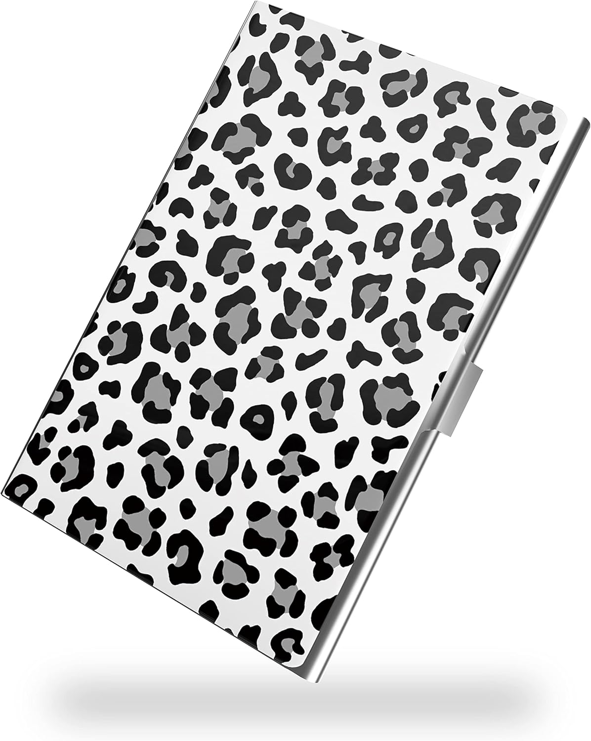 Business Card Metal Slim Organizer, Professional Stainless Steel Square Pocket Wallet for Office Workers, Compact and Portable for Pockets (Snow Leopard