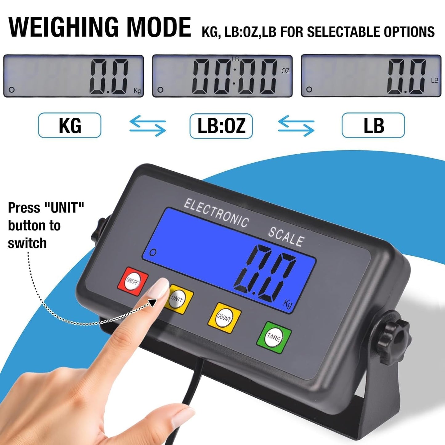 SurmountWay Large Shipping Scale, 440lb/0.35oz Digital Postal Scale with Tare/Count/Auto-Off Function, High Accurate Shipping Scale for Packages,Small Business,Luggage,Warehouse,Home (15.3"x11.8")