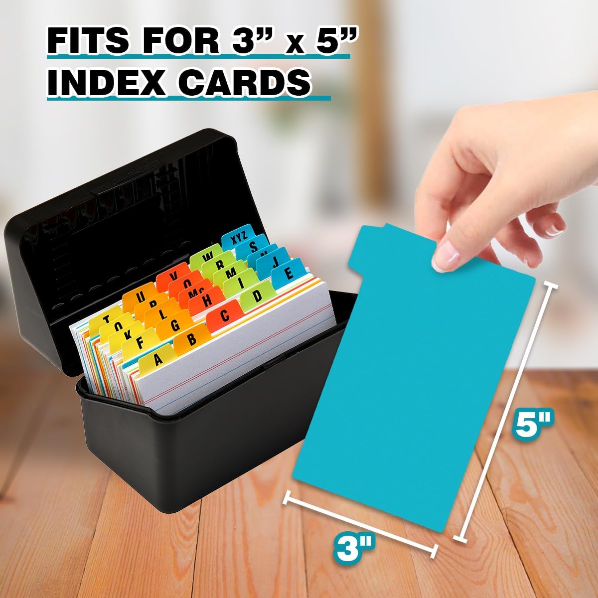 Chell 3x5 Plastic Index Card Dividers, Heavyweight Poly Index Card Guides A-Z for Flash Cards and Recipe Cards, with Alphabetical/Blank Stickers, Pack of 50