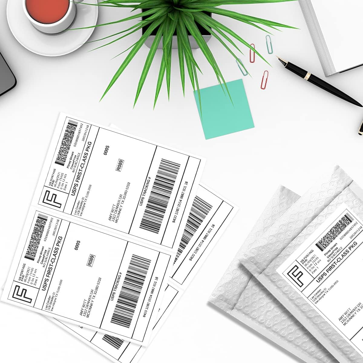 BESTEASY 16000 Half Sheet Self Adhesive Shipping Labels, Laser/Ink Jet White Blank Shipping Labels 8.5" x 5.5" Address Labels (8000 Sheets Total 16000 Labels)