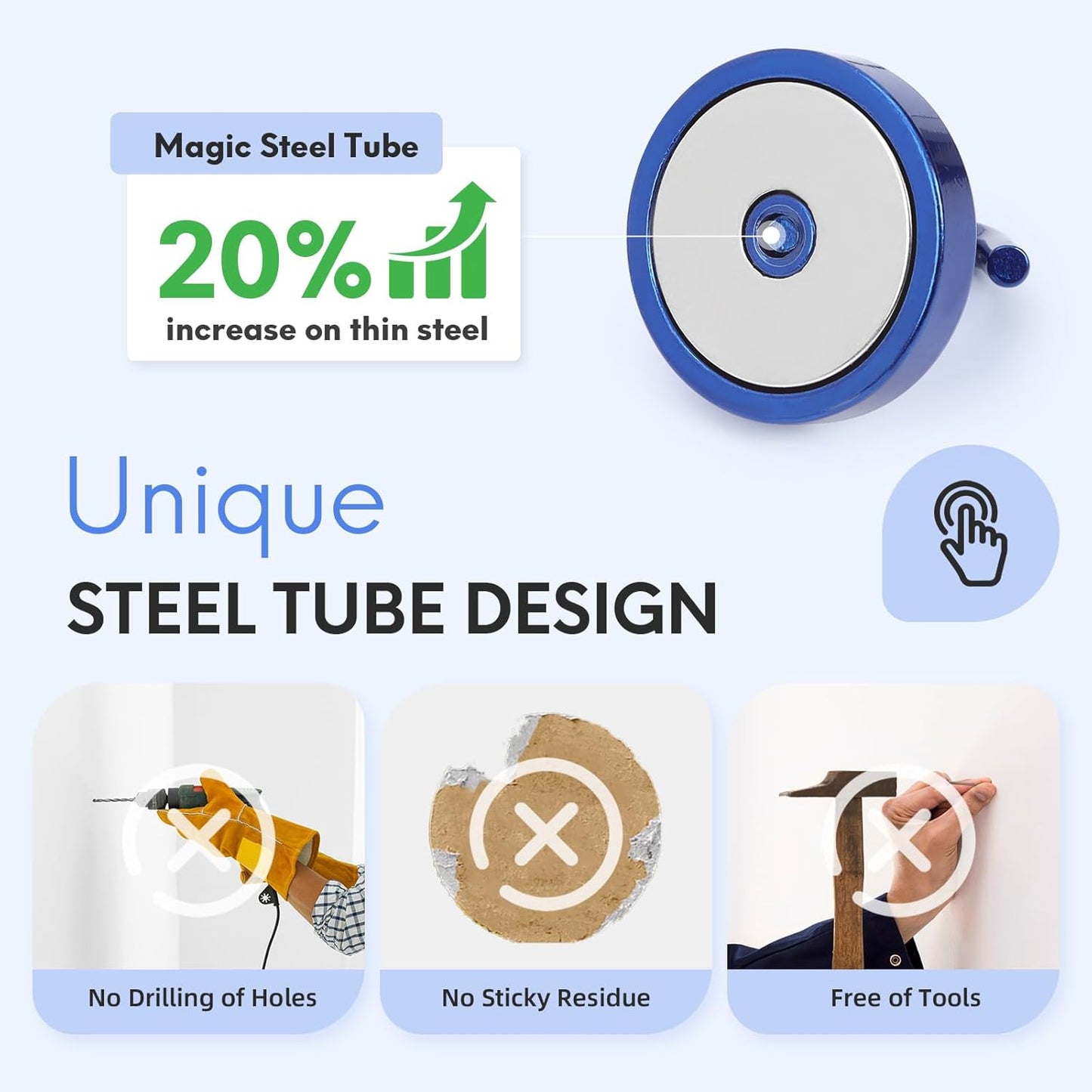 Neosmuk Magnetic Hooks, Heavy Duty 170lb Strong Magnets for Cruise Cabins, Ship Essentials, Large Metal Hooks for Hanging on Fridge(Navyblue,Pack of 4)