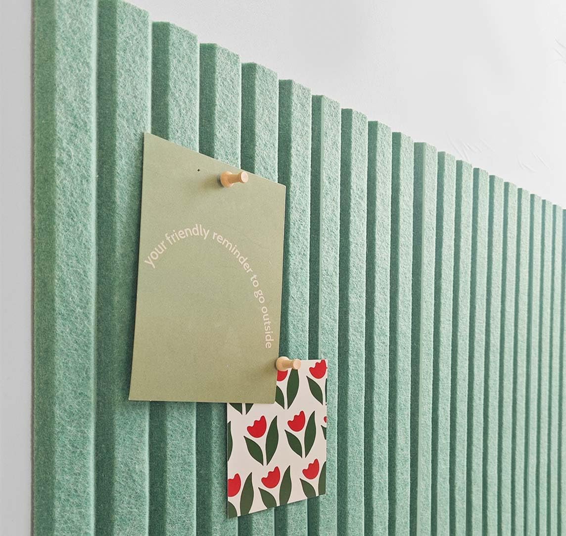 Large Cork Board for Office, 8 Pack Felt Wall Tiles with Slat Wall Paneling and Safe Removable Adhesive Tabs, Felt Bulletin Board Pin Board Cork Boards for Walls (Sage Green)