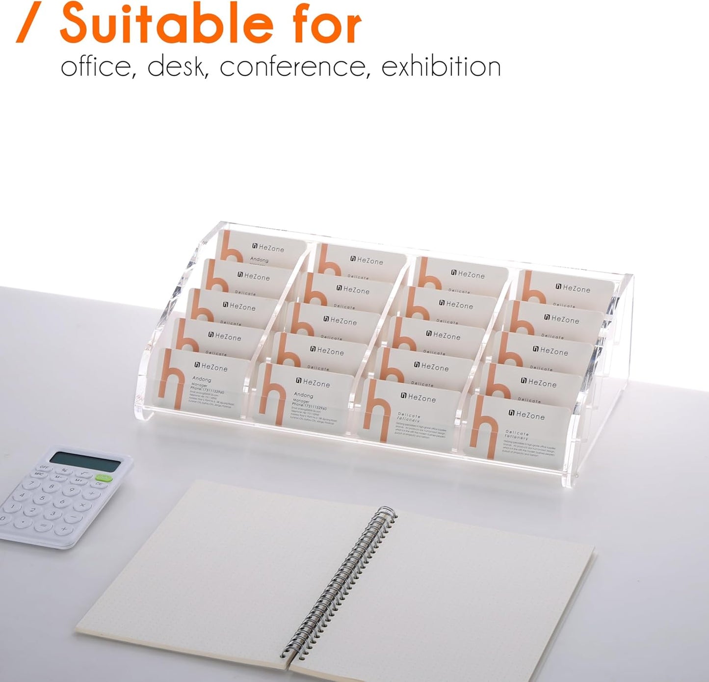 Business Card Holder for Desk,Multiple Card Organizer,Acrylic Business Card Stand Display Holder,Office Desk Accessories for Man and Woman,Organize 1000 Cards-Clear(20 Slots 4 Tier-H)