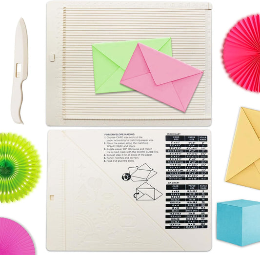 Scoring Board, Envelope Maker, Envelope Punch Board, Scoring Tool, Small Score Board for Paper Crafts, Multi-Purpose Scoring Board for Card Making, Mini Envelope Making and Gift Box Making