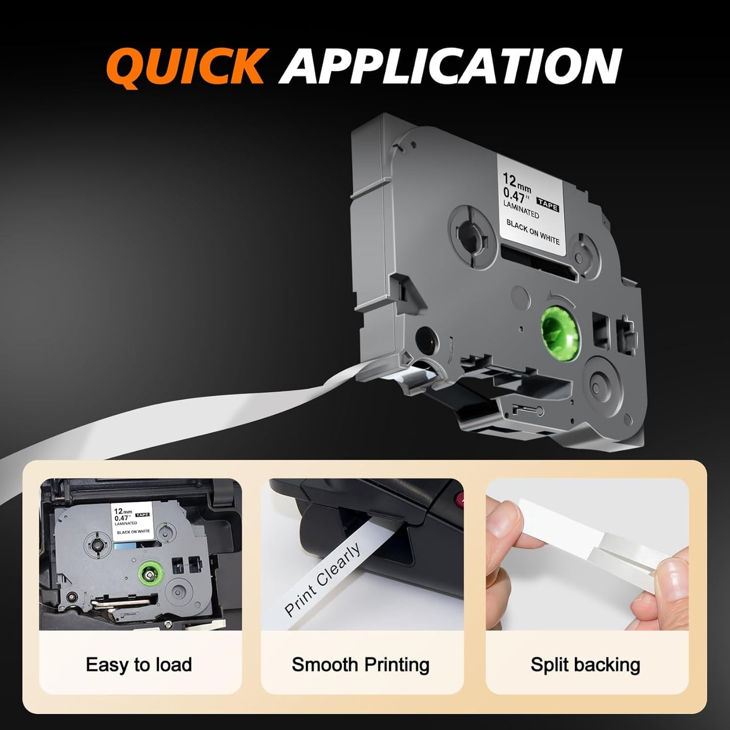 Tze Tz Tape 12mm 0.47 Laminated White Replace for Brother P Touch Label Maker Refill TZE-231 TZ231 TZE23110PKB, White Cartridges for Ptouch Model PT-D201 PT-D210 PT-H110 Printers, 10-Pack