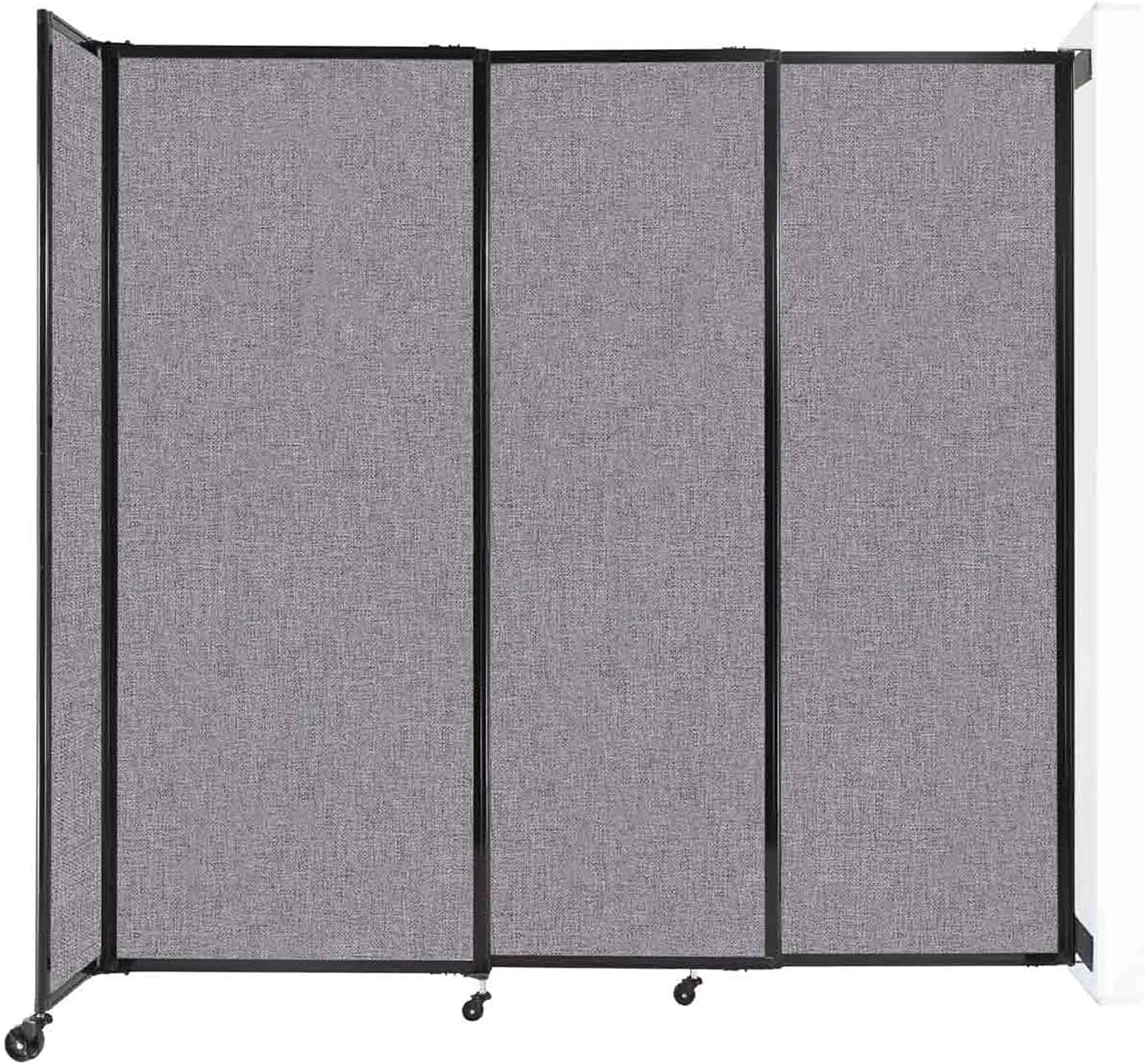 Wall-Mounted Sliding StraightWall Room Divider | Adjustable Widths | Locking Wheels | Room Separator | Up to 7'2" Wide x 6'10" Tall Cloud Gray Fabric Panels