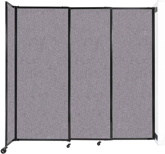 Wall-Mounted Sliding StraightWall Room Divider | Adjustable Widths | Locking Wheels | Room Separator | Up to 7'2" Wide x 6'10" Tall Cloud Gray Fabric Panels