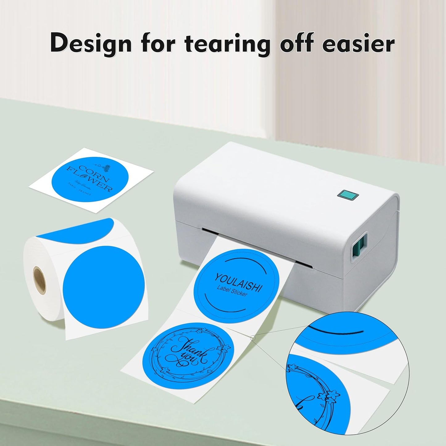 3 X 3 Inch Color Coding Dot Labels Circle Thermal Printable Waterproof 500 Pcs Round Stickers Adhesive Writable for Office, Home, Garage, DIY Sticker, Barcodes, Name Tag, Fluorescent Blue