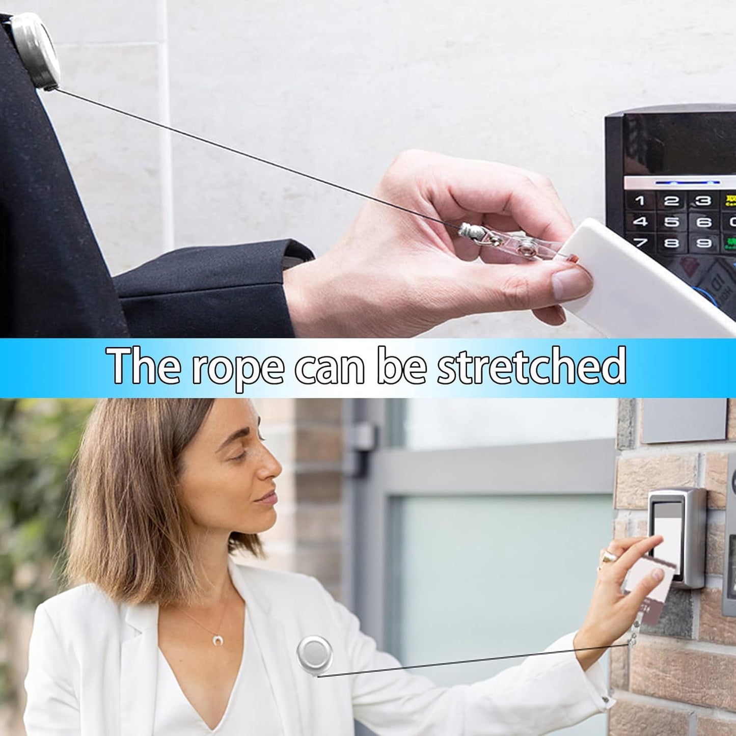 JANYUN 50 Pcs Retractable Badge Reel Clips Holder for Hanging ID Card Name Key Chain (Silver)