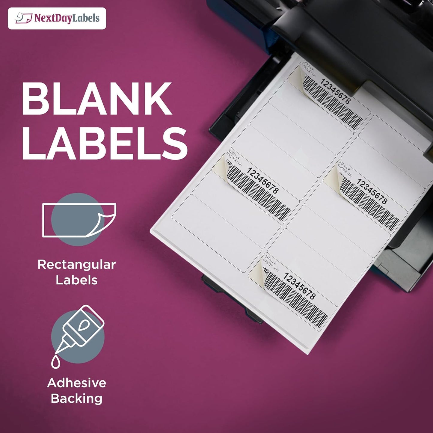 NextDayLabels – 4" x 1-1/3" Rectangular Sticker Labels for Printer - White Laser/Inkjet Printer Labels Return Address Labels Shipping Label Stickers (250 Sheets, 14 Per Sheet, 3500 Labels)