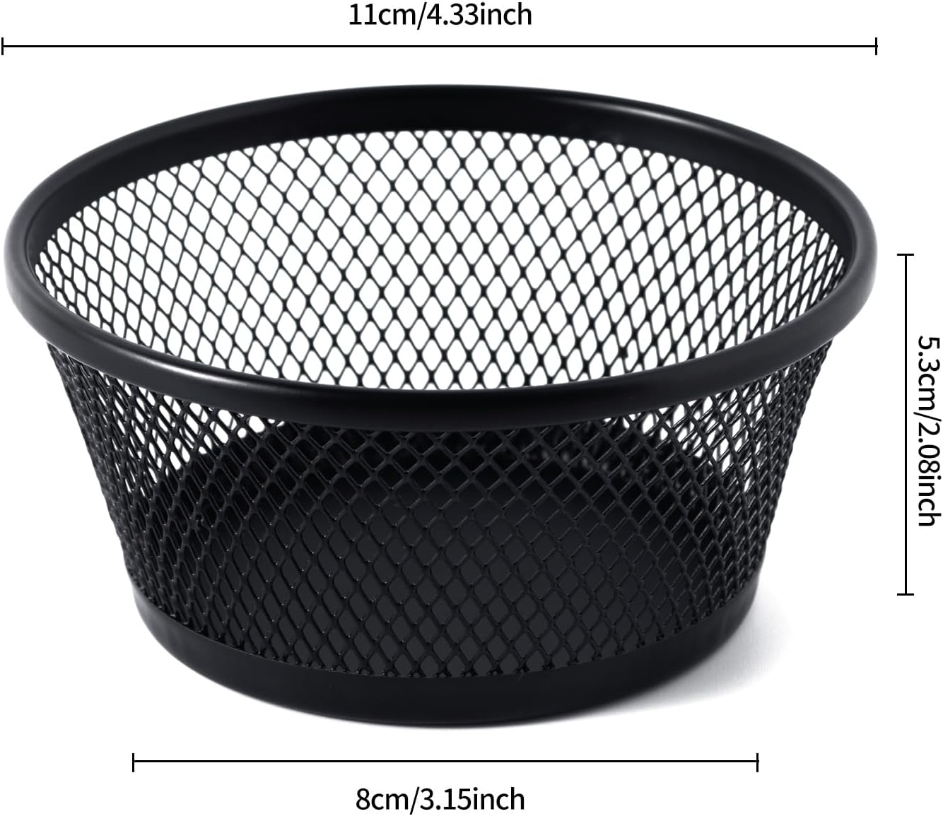 SLSON 6Pack Paper Clip Holder Wire Mesh Paperclip Dish Holders Desktop Round Paper Clip Dispenser for Desk Office Organizer Accessories,Black