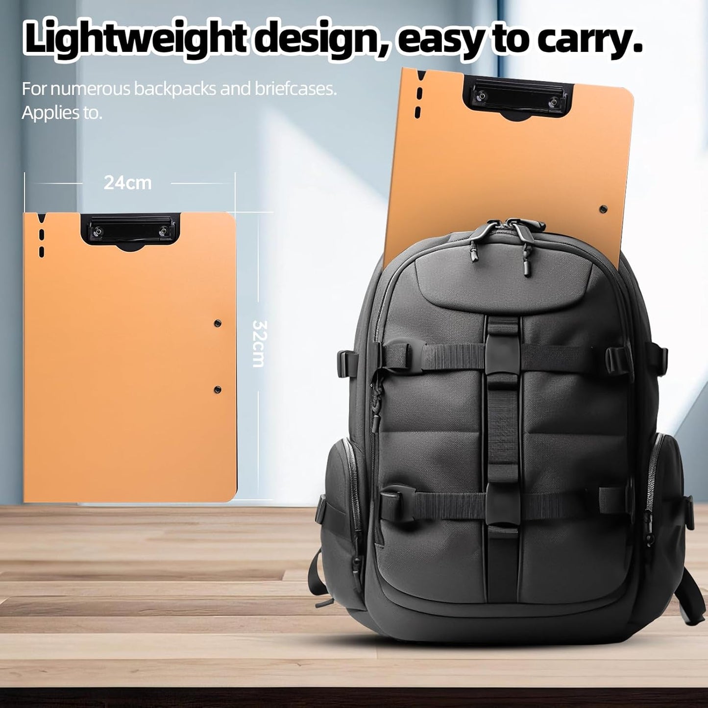 Clipboard Folder, A4 Foldable Clipboard with Horizontal and Vertical Double Metal Clips, 360 Degree Foldable Binder Clipboards with Pen Holder, File Cover Work Folder Clipboards, Orange