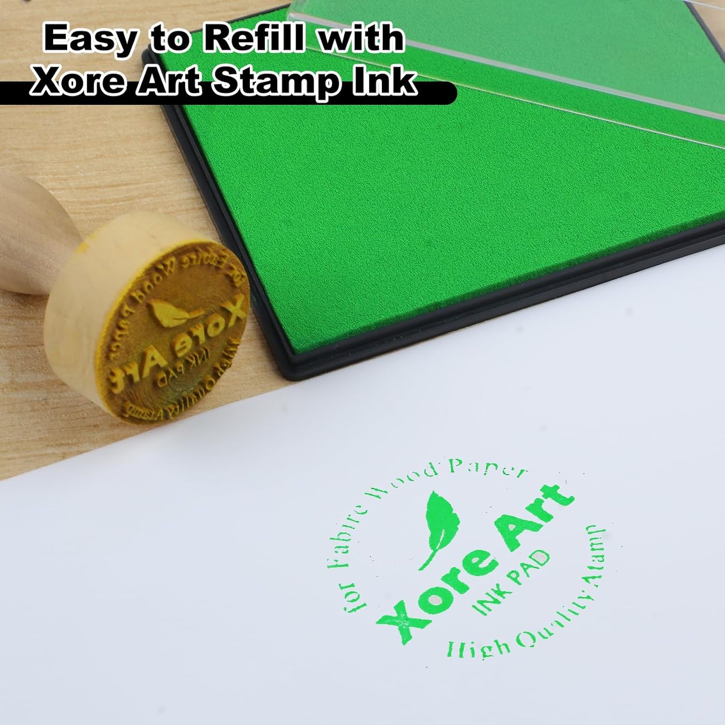 5"x4'' Large Ink Pad Washable Stamp Ink Pad for Baby Footprint Handprint with 30ml Premium Refill Ink (Light Green)