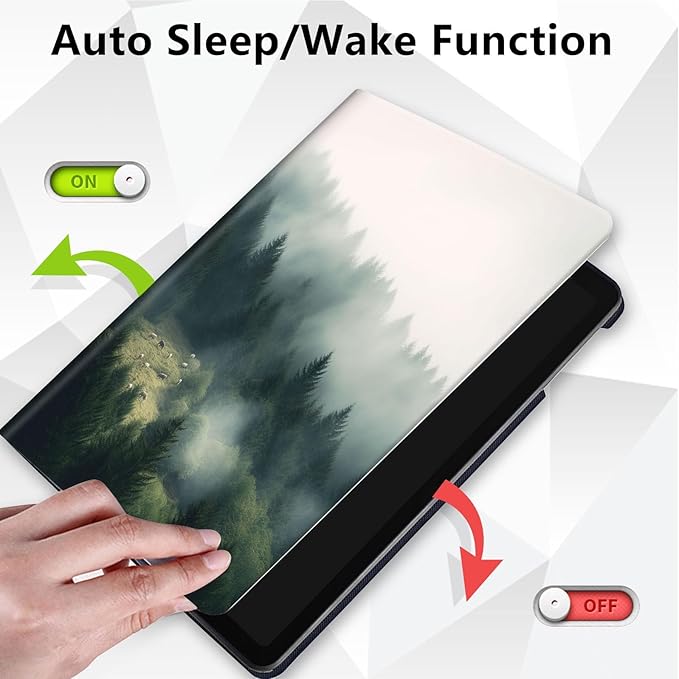 for All-New Amazon Kindle Fire HD 10 Tablet Case (13th Generation, 2023 Release) 10.1", 360 Degree Rotating Stand Cover with Auto Wake Sleep Case for Fire Tablet 10 2023,Misty Landscape Forest